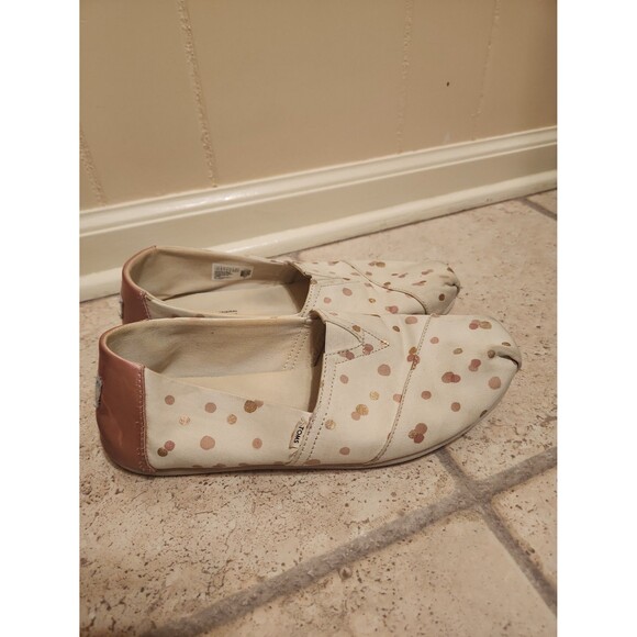 Toms Women's Slip-on Shoes Cream w/ Pink Polka Dots Size 9.5 - Picture 1 of 9
